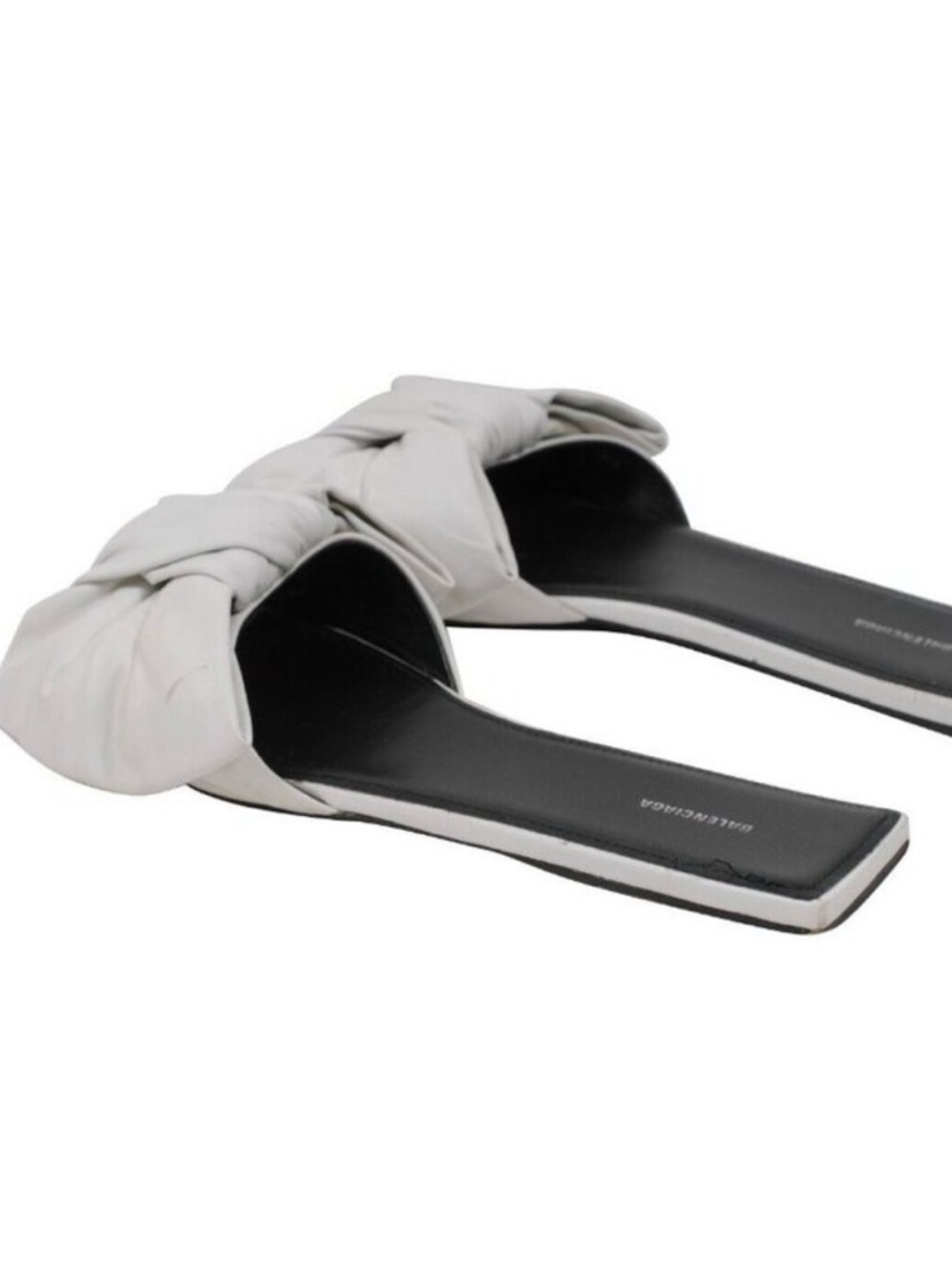 Balenciaga White Bow Nappa Leather Slide Mules 38.5 - Picture 3 of 16